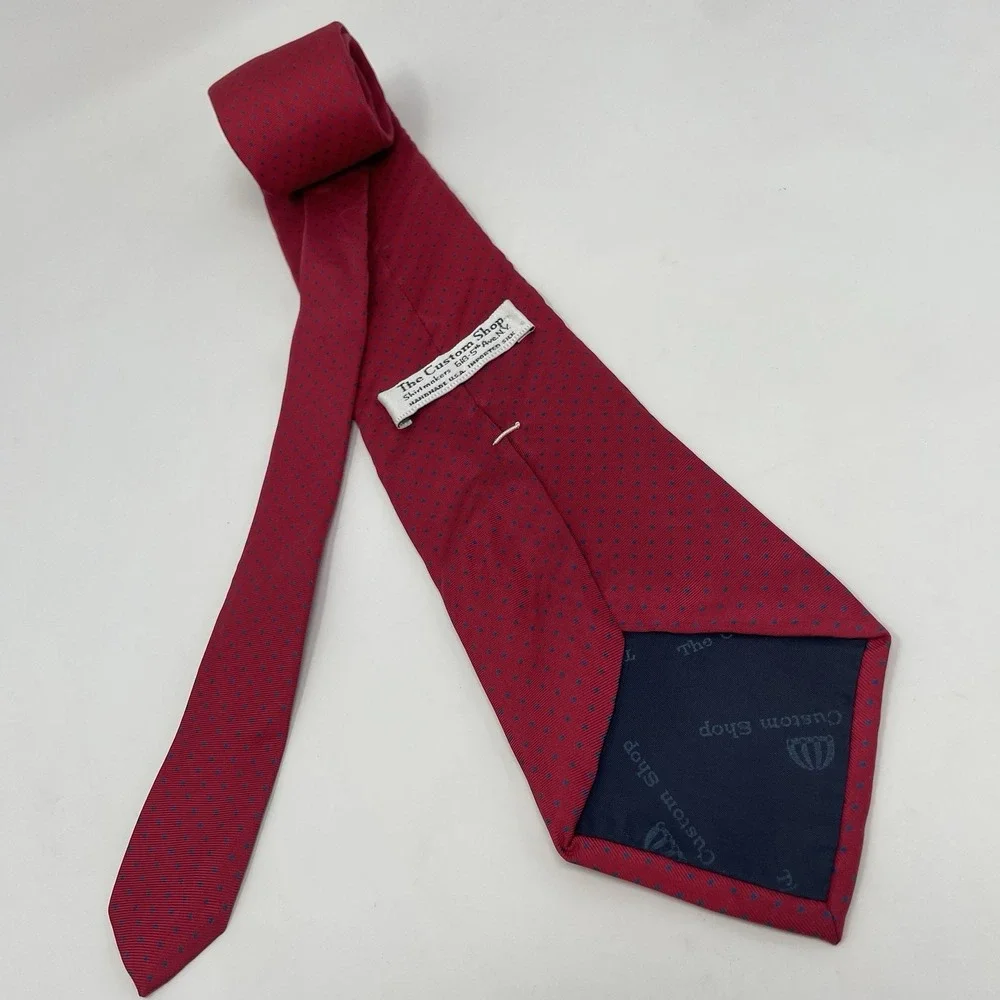The Custom Shop Tie Handmade Silk USA Red‎ Blue VTG 3 5/8x56